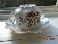 Birodalmi aranykontúrozott szecessziós MZ Austria teás csésze,csipkézett alátéttel