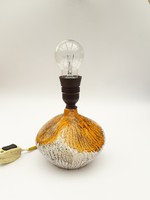 Retro kerámia lámpatest - iparművész lámpa szürke és sárga mintával