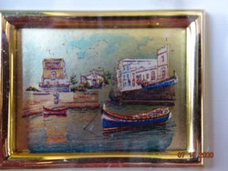 Máltáról miniatűr kép - St. Pauls Bay.  Keret mérete 11 x 10 cm. Vanneki!