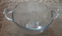 A giant glass fruit bowl