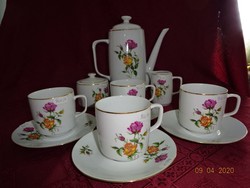 Csehszlovák porcelán, négy személyes teáskészlet. Rózsa mintás. Vanneki!