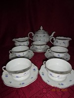 Csehszlovák porcelán, öt személyes teáskészlet, kék virágos. Vanneki!