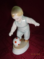 Zsolnay porcelán, labdázó fiú antik figurális szobor, labdázó fiú, magassága 11,5 cm. Vanneki!