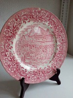 "A 17.századi Anglia" sorozatból Royal Tudor pink dísztányér W.N.MELLOR rézkarc nyomata után