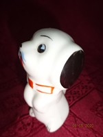 Német porcelán figura, fehér kutya, fekete füllel, magassága 8 cm. Vanneki!