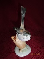 Aquincum porcelán figura, őszapó madár tobozon, magassága 15 cm. Vanneki!
