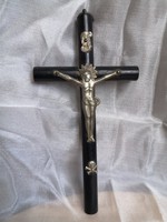 I got it down !!! Antique small crucifix with tin of Christ
