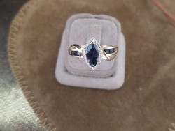 Zafíros - brilles modern arany gyűrű