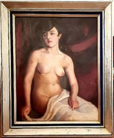 Ferenczy Károly - Női Akt lepellel 110x90cm