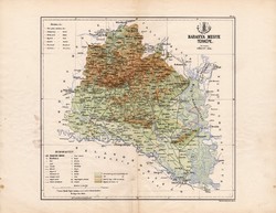 Baranya megye térkép 1885, Magyarország, vármegye, atlasz, eredeti, Kogutowicz Manó, 43 x 56 cm