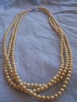 Antique three-row pearl necklace from the 1940s and 1950s with a new clasp