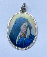 Szűz Mária, zománcozott ezüstfoglalatú medál