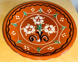 Mázas festett fali tányér 17 cm