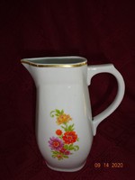 Zsolnay porcelain water jug, gold border, yellow/purple floral pattern. He has! Jokai.