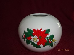 , Mikulásvirágos, gömb alakú porcelán váza, magassága 14 cm. hibátlan. Vanneki!