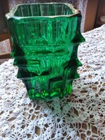 Zöld üveg váza  14 cm