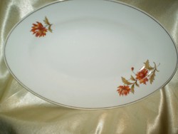 Porcelán gránit fehér régi virágos húsos tál vagy kínáló 26x17cm  cm.
