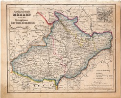 Morva őrgrófság térkép 1854 (2), német nyelvű, eredeti, atlasz, osztrák, monarchai, Szilézia, Brünn
