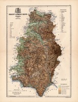 Krassó - Szörény megye térkép 1888, Magyarország, vármegye, atlasz, Kogutowicz Manó, 43 x 56 cm