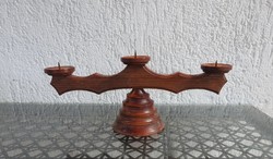 Háromágú fa asztali gyertyatartó