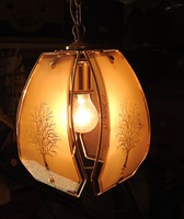 Vintage - ca. 50 éves - függő lámpa - négylapos, fa mintázattal