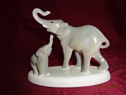 Granite porcelain figural sculpture, elephant mother and baby, length 15.5 cm. He has! Jokai.