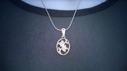 Silver pendant-pendant flower with oval frame 925