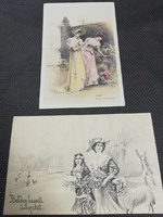 hölgyek-2 db régi képeslap