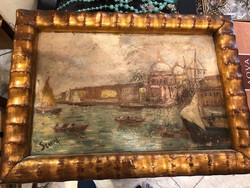 Velence festmény olaj, vászon, 20 x 30 cm-es kerretben.20-as évekből.