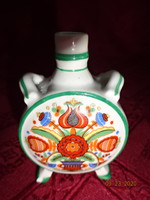Zsolnay porcelán mini kulacs, népi motívummal és pihenő parasztokkal. Vanneki! Jókai