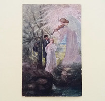 Régi képeslap 1921 zenélő angyal 