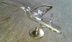 24K gold-plated metal bird with crystal