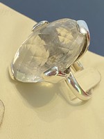 Döbbenetes ezüst gyűrű, hatalmas Albit kővel