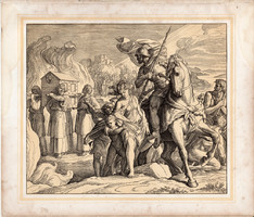 Bibliai kép (3), nyomat 1860, 21 x 25, A Szent Biblia díszes képekben, ige, Jos. 3, 17, Jerikó