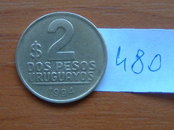URUGUAY 2 PESOS 1998 ARTIGAS SO (SANTIAGO) # 480