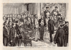 Ferenc József, művészház avatás, Bécs, metszet 1868, 15 x 22 cm, monarchia, újság, császár, osztrák