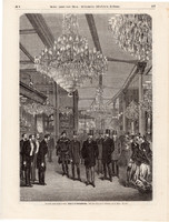Ferenc József a párizsi világkiállításon, metszet 1870, 21 x 30 cm, monarchia, újság, császár