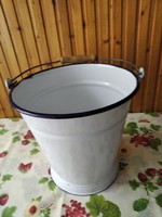 White enamel bucket, in good condition, Budafok