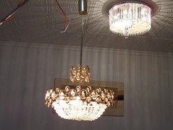 Beautiful glittering old round crystal chandelier in flawless complete condition