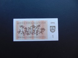 1 talon 1992 Litvánia Hajtatlan bankjegy