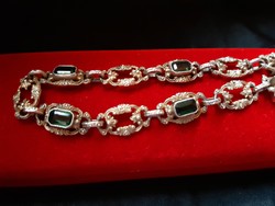 Turmalinnal szecessziós aranyozott ezüst karkötőm