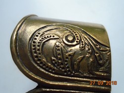 Eozinos óarany bronz öntvény pohártartó szecessziós virág motívummal,ívelt formákkal