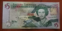 Kelet-Karibi Államok 5 Dollár UNC 2008