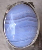925 ezüst, 17,3/54,3 mm, kék csipke achátos gyűrű