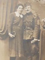 Régi katona fotó női férfi páros fénykép 