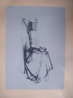 Barcsay Jenő (1900-1988) : Csendélet drapériával papír szitanyomat 32x22,75 cm jelezve jobbra lent