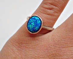 Kék opálköves ezüst gyűrű 60-as méret