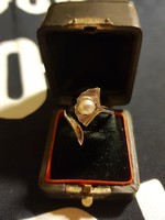 Gyöngyös ezüst ginkgo gyűrű