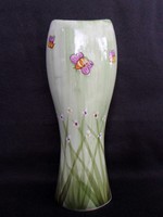Antique faience vase with wild flowers and bees 30 cm