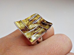 Gyönyörű nagyméretű ezüst gyűrű színes zománc díszítéssel 60-as méret